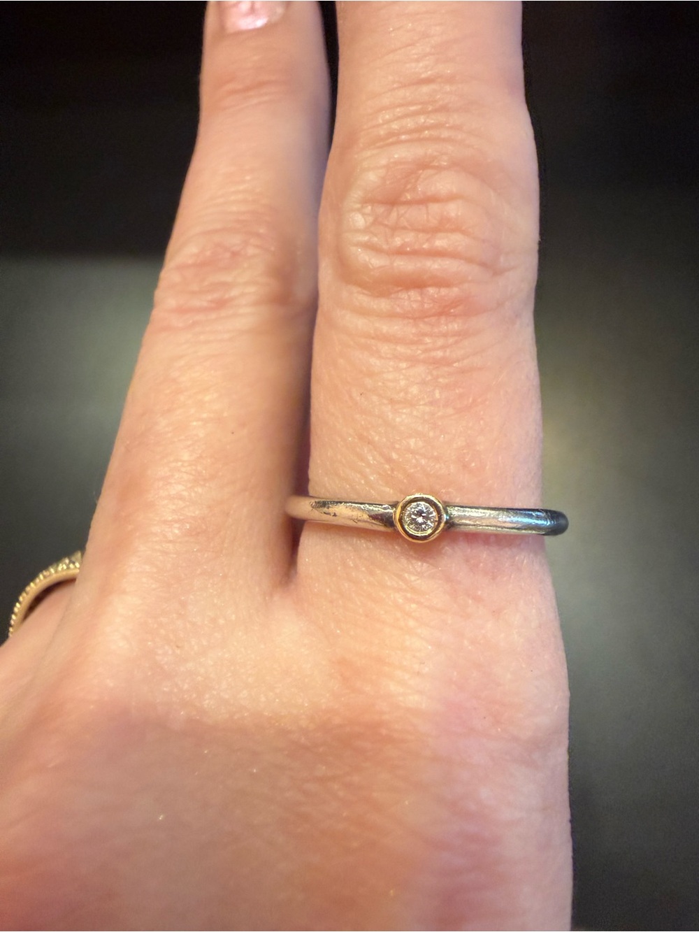 Retired Pandora 14k gold, silver& diamond ring